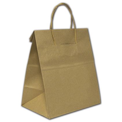 Recycled Kraft Load and Fold Paper Shoppers, 10x6 3/4x12"