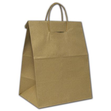 Recycled Kraft Load and Fold Paper Shoppers, 12x9x15 3/4"