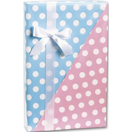 Baby Dots Reversible Gift Wrap, 24" x 100'