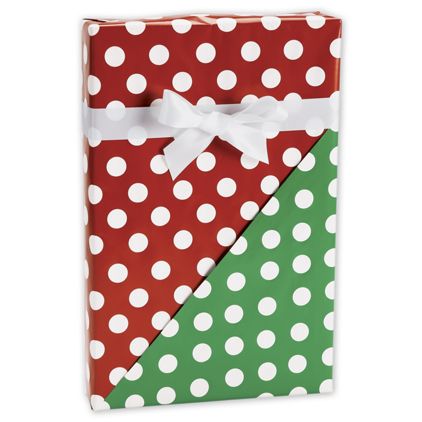 Christmas Polka Dot Reversible Gift Wrap, 24" x 100'