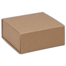 Kraft Stripes Magnetic Closure Gift Boxes, 6 x 6 x 2 3/4"