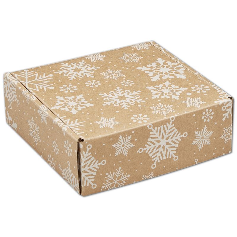 Kraft Snowflakes Decorative Mailers 6 X 6 X 2 Bags Bows