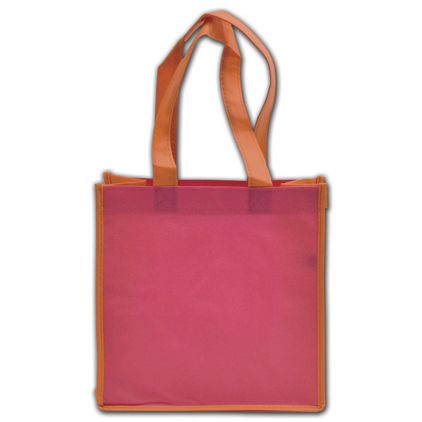 Orange and Pink Non-Woven Shoppers, 10 x 5 x 10"