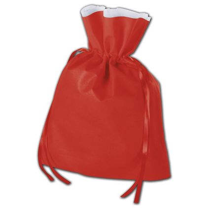 Red Non-Woven Pouches, 12 x 16" + 4" Bottom Gusset