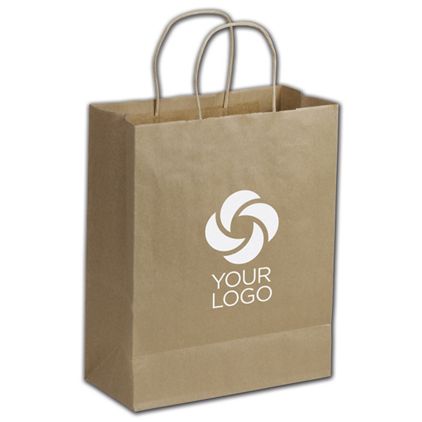 Printed Recycled Kraft Paper Shoppers Lindsey, 10x5x13"