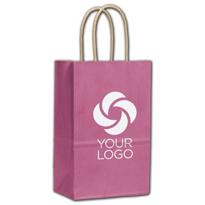 Printed Hot Pink Color-on-White Kraft Shoppers, Mini-Cub