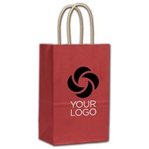 Printed Red Varnish Stripe Shoppers, 5 1/4x3 1/2x8 1/4"