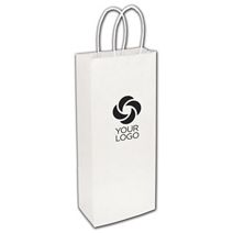 Printed White Paper Shoppers Wine, 5 1/4 x 3 1/2 x 13"