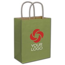 Printed Rainforest Green Color-on-Kraft Shoppers