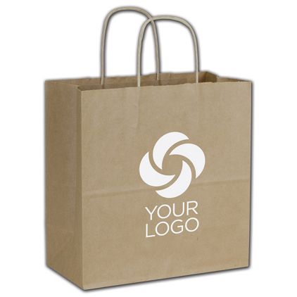 Printed Recycled Kraft Paper Shoppers Emerald 10x5x10 1/2"