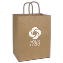 Printed Recycled Kraft Paper Shoppers Regal, 12x9x15 1/2"