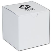 Printed White One-Piece Gift Boxes, 4x4x4"