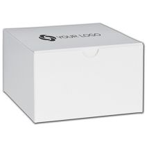Printed White One-Piece Gift Boxes, 5x5x3"