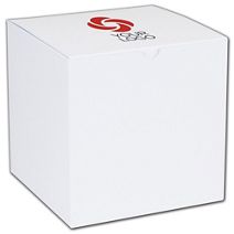 Printed White One-Piece Gift Boxes, 7 x 7 x 7"