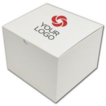 Printed White One-Piece Gift Boxes, 8 x 8 x 6"