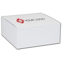 Printed White One-Piece Gift Boxes, 8x8x3 1/2"