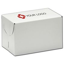 Printed White Two-Piece Expandable Boxes, 4 x 4 x 3"