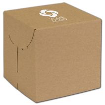 Printed Natural Kraft Two-Piece Expandable Boxes, 6x6x6"