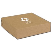 Printed Natural Kraft Two-Piece Expandable Boxes, 8x8x2"