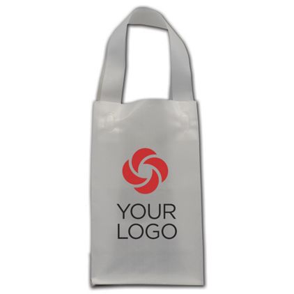 Printed Clear Frosted Flex-Loop Shoppers, 5 x 3 x 8"