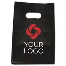 Printed Black Frosted Die-Cut Shoppers, 7x3 1/2x10 1/2"