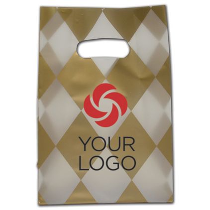 Printed Harlequin Frosted Die-Cut Shoppers 7x3 1/2x10 1/2"