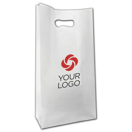 Printed Clear Frosted Poly Die-Cut Shoppers 7 3/4x3 1/2x15