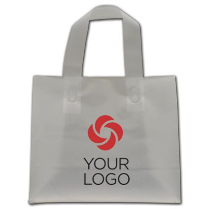 Printed Clear Frosted Flex-Loop Shoppers, 8 x 4 x 7"