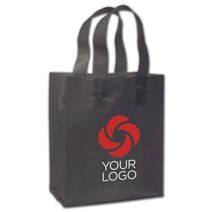 Printed Black Frosted Flex-Loop Shoppers, 8 x 5 x 10"