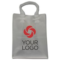 Printed Clear Frosted Flex-Loop Shoppers, 8 x 5 x 10"