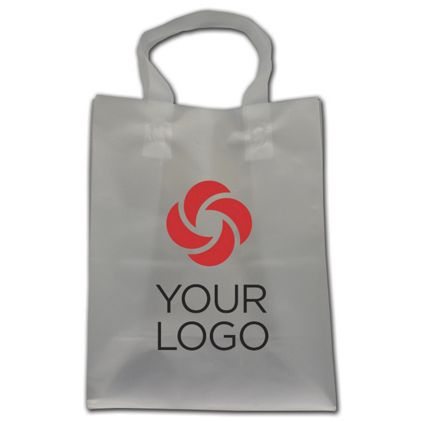 Printed Clear Frosted Flex-Loop Shoppers, 8 x 5 x 10"