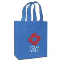 Printed Ocean Blue Frosted Flex-Loop Shoppers, 8 x 5 x 10