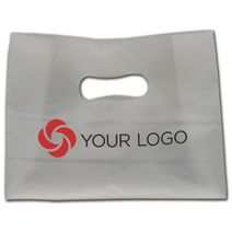 Printed Clear Frosted Die-Cut Shoppers, 9 x 3 1/2 x 7"