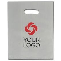 Printed Ivory Frosted Die-Cut Merchandise Bags, 9 x 12"