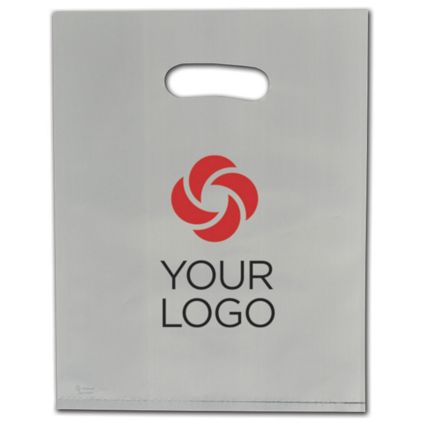 Printed Ivory Frosted Die-Cut Merchandise Bags, 9 x 12"