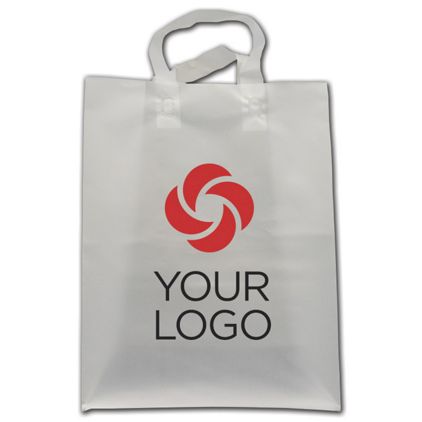 Printed Clear Frosted Flex-Loop Shoppers, 10 x 5 x 13"