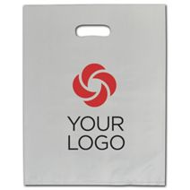 Printed Ivory Frosted Die-Cut Merchandise Bags, 12 x 15"