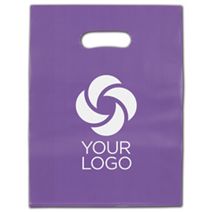 Printed Purple Frosted Die-Cut Merchandise Bags, 12 x 15"
