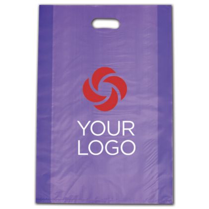 Printed Purple Frosted Die-Cut Shoppers, 14 x 3 x 21"