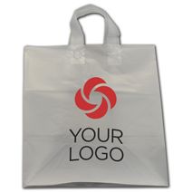 Printed Clear Frosted Flex-Loop Shoppers, 14 x 10 x 15"