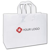 Printed Clear Frosted Flex-Loop Shoppers, 16 x 6 x 12"