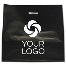 Printed Black Frosted Die-Cut Shoppers, 16 x 6 x 15"