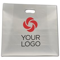 Printed Clear Frosted Die-Cut Shoppers, 16 x 6 x 15"