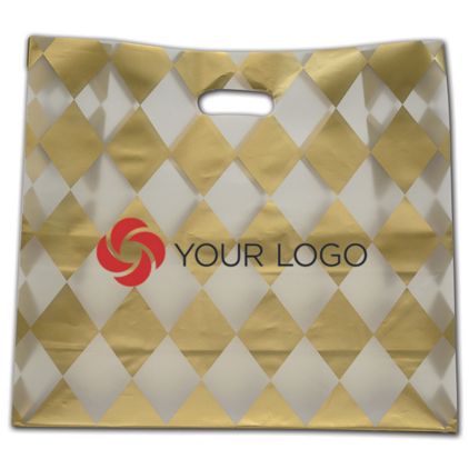 Printed Harlequin Frosted Die-Cut Shoppers, 16 x 6 x 15"