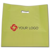 Printed Lime Frosted Die-Cut Shoppers, 16 x 6 x 15"