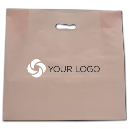 Printed Light Pink Frosted Die-Cut Shoppers, 16 x 6 x 15"