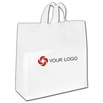 Printed Clear Frosted Flex-Loop Shoppers, 16 x 6 x 16"