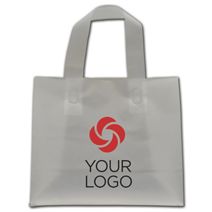 Printed Clear Frosted Economy Flex-Loop Shoppers, 8x4x7"