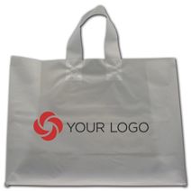 Printed Clear Frosted Economy Flex-Loop Shoppers, 16x6x12"