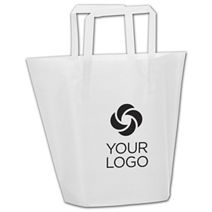 Printed Clear Frosted Trapezoid Shoppers, 13x10"+3" BG